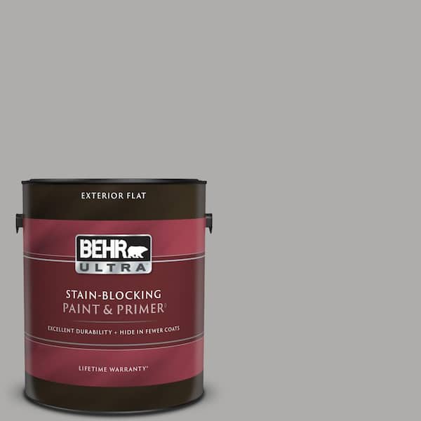 BEHR ULTRA 1 gal. #N520-3 Flannel Gray Flat Exterior Paint & Primer