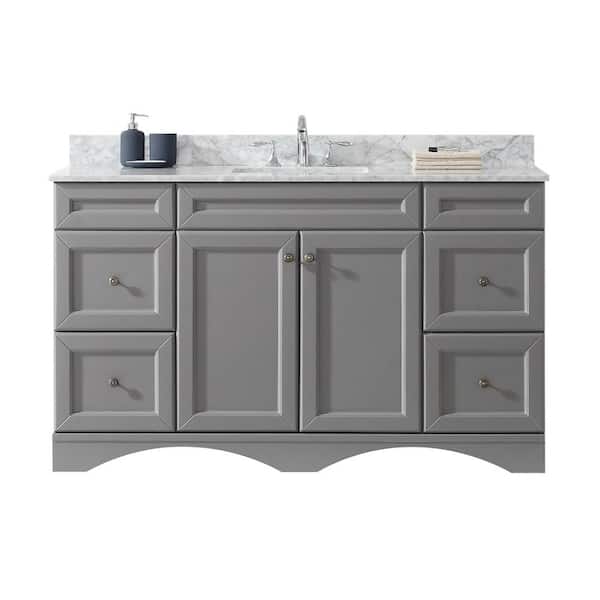 Virtu USA Talisa 60 in. W Single Bath Vanity in Grey with Marble Vanity Top and Square Basin