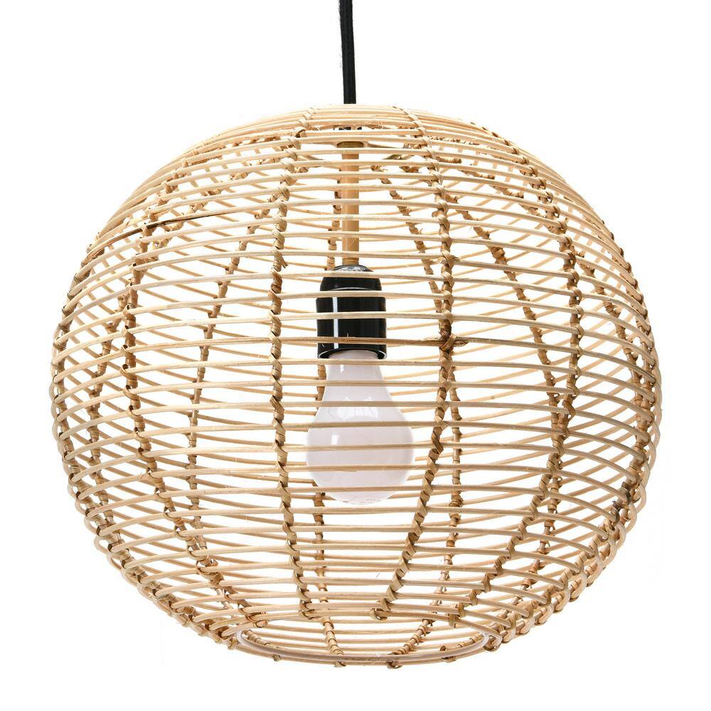 Natural Handwoven Rattan Globe Pendant Light, 13.25"
