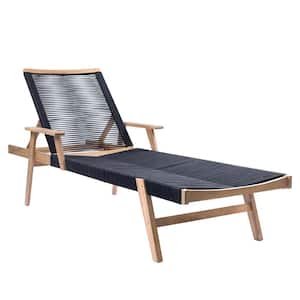 23.62 in. 1-Person Brown Acacia Wood Patio SunLounger Bench with Rope