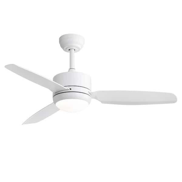 46 in. Indoor/Outdoor Integrated LED White Downrod Modern Ceiling Fan with Light Kit and 6-Speed DC Remote