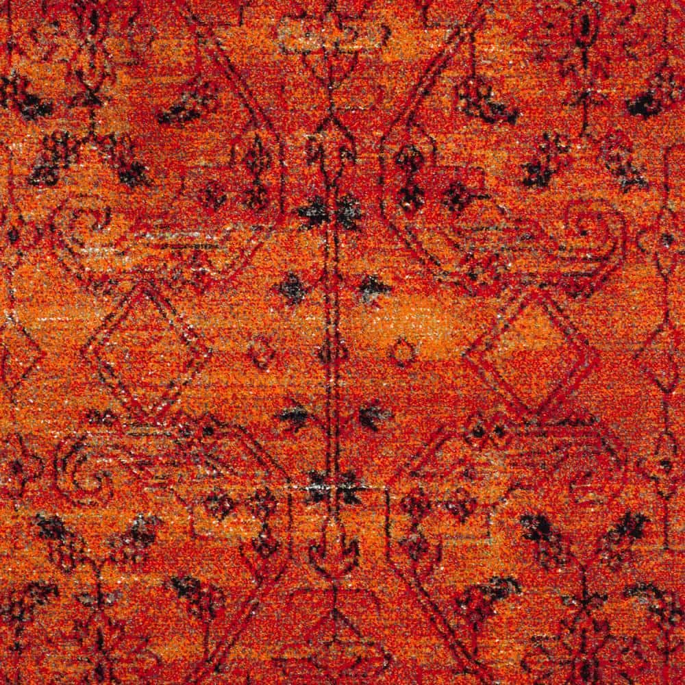 Vintage Hamadan Orange High Pile Rectangular Area Rug
