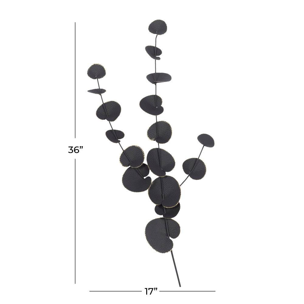 Black Metal Leaf Novelty Wall Sculpture, 17" x 36"