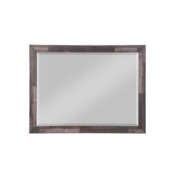 Benjara 36 in. H x 1 in. W Rustic Brown Landscape Beveled Modern Rectangular Wood Framed Mirror