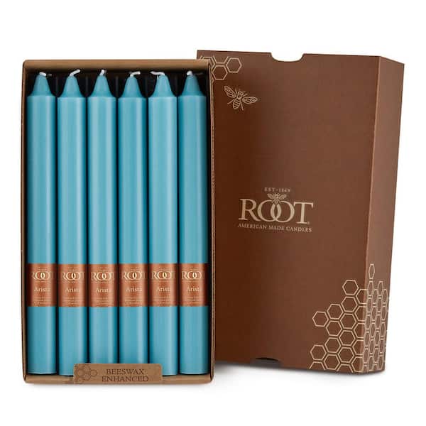 ROOT CANDLES Smooth Arista 9 in. Sky Blue Unscented Taper Candle (Set of 12)