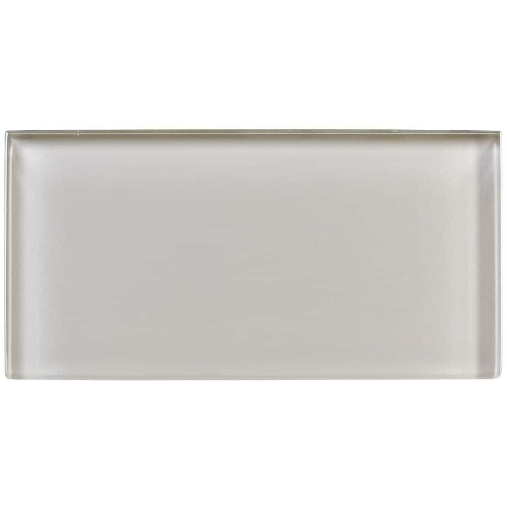 Enchant Joy Malt Light Gray Glossy 3 in. x 6 in. Smooth Glass Subway Wall T
