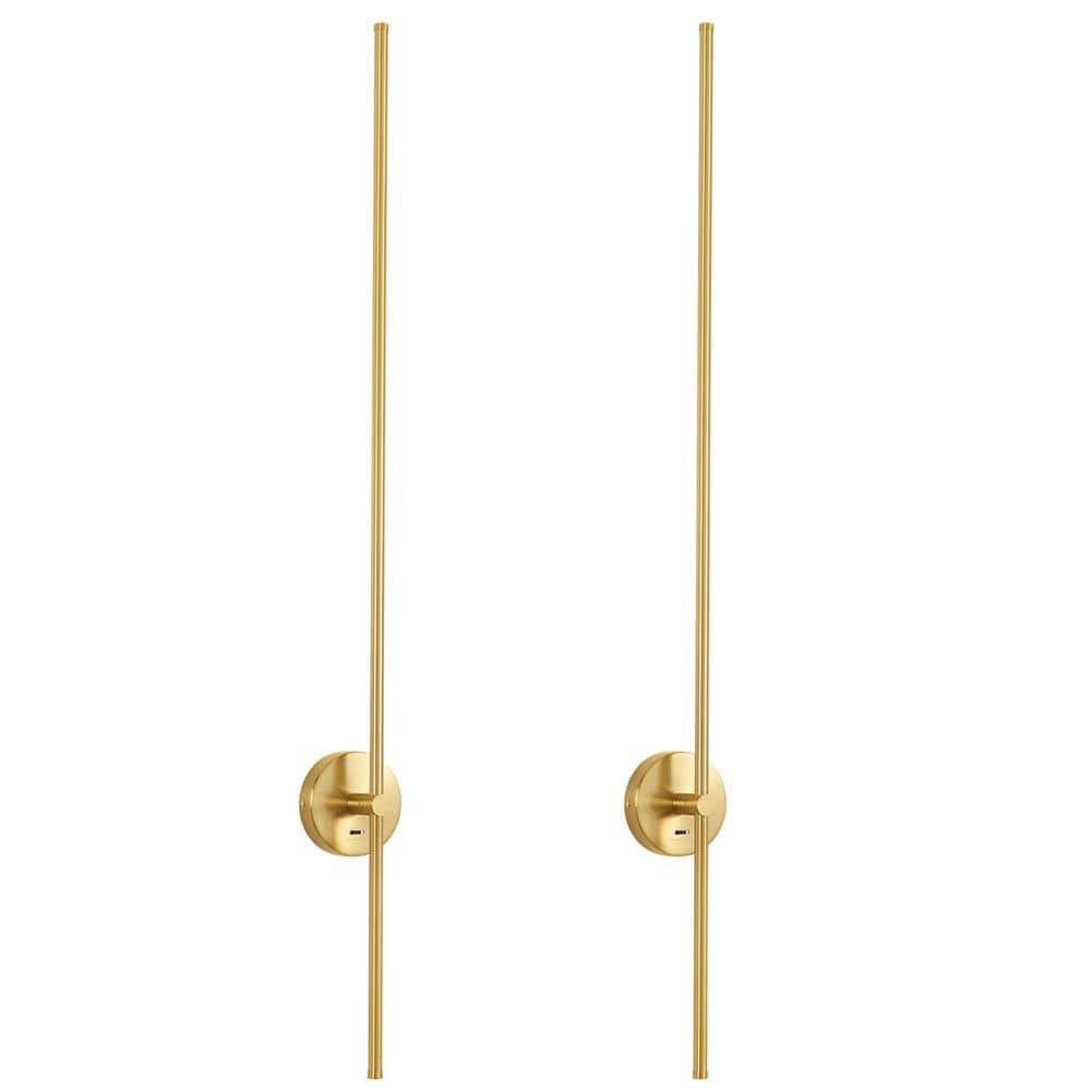 Modern 47.24 in. Gold LED Wall Sconce Set of Two with Memory Function, Dimmable and 350° Rotate price history on PriceWatchPro