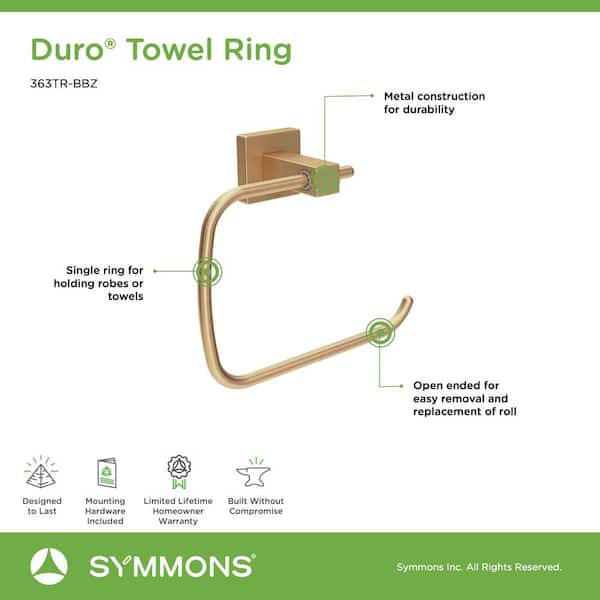 Symmons Duro Wall Mounted Hand Towel Ring in Brushed Bronze 363TR-BBZ - The  Home Depot