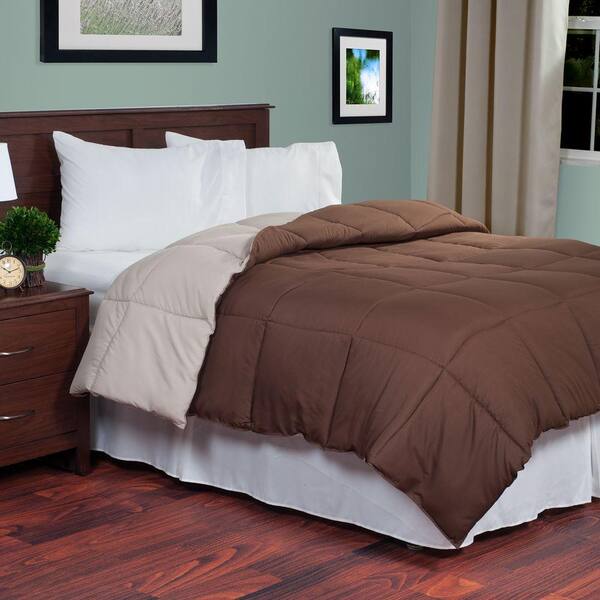 Lavish Home Reversible Chocolate/Taupe Down Alternative Full Comforter