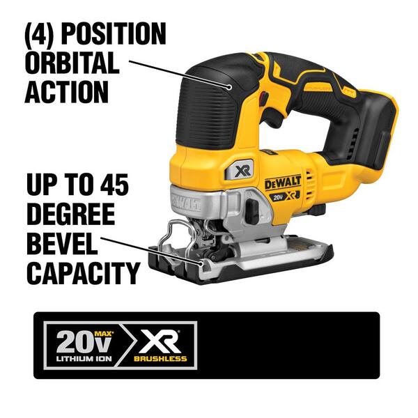 DeWalt 20-Volt Max Cordless Brushless Hammer Drill/Driver Combo Kit (2-Tool) with 20V Angle Grinder and 20V Jigsaw (Tools-Only)