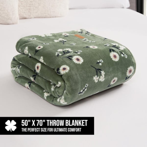 Bean Paste/Green Thick Warm Fleece Throw Blanket PU4GPB - The Home Depot