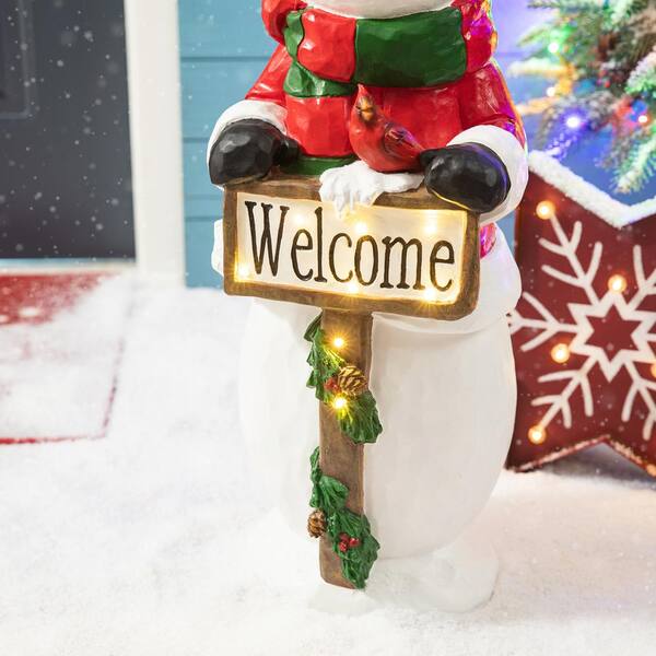 Snow House Resin Sculpture with Santa and Snowman, Christmas decor , Christmas store Village