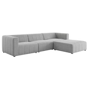 Bartlett 4-Piece Light Gray Upholstered Fabric Sectional Sofa