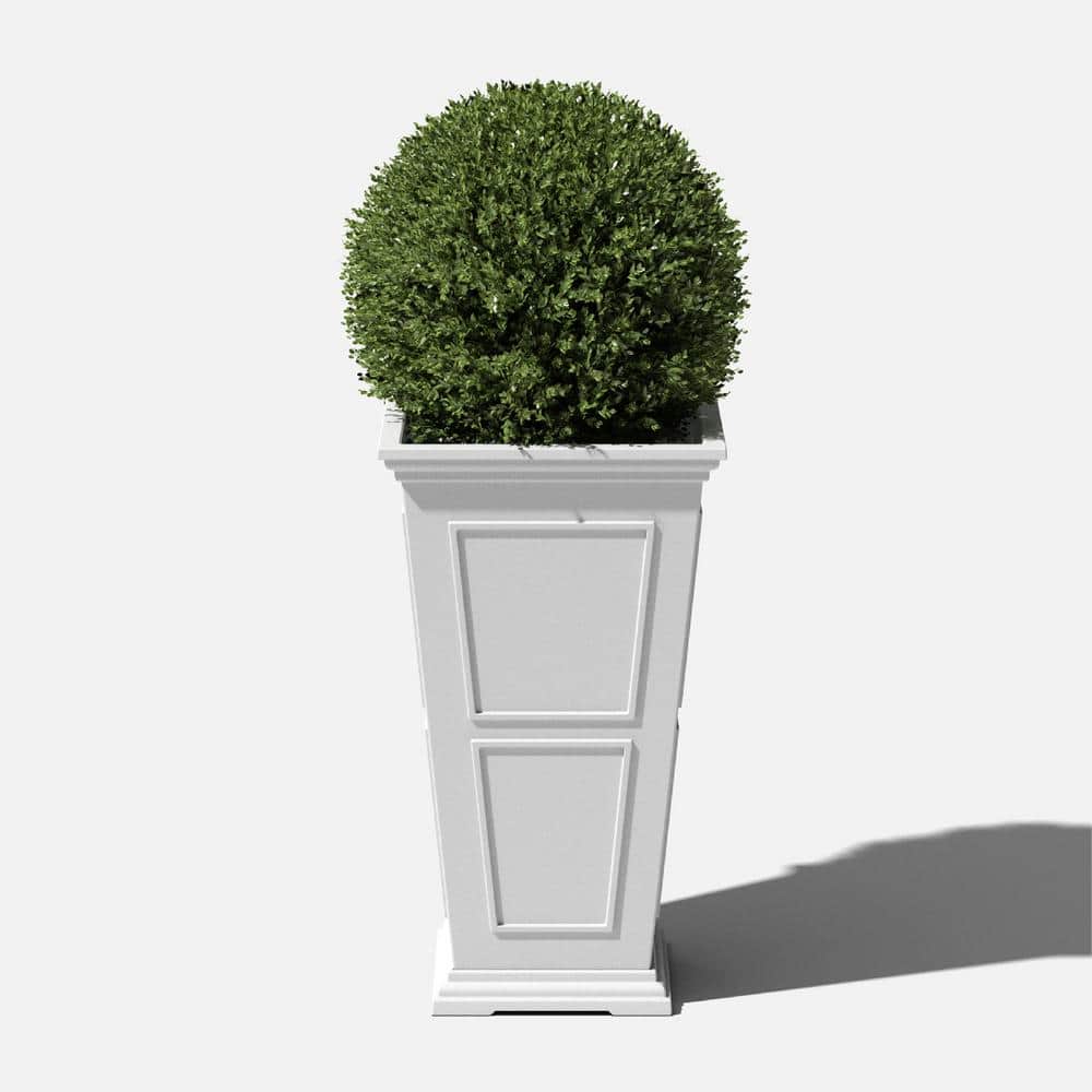 White Tall 26-inch Recycled Plastic Planter for Indoor/Outdoor Use