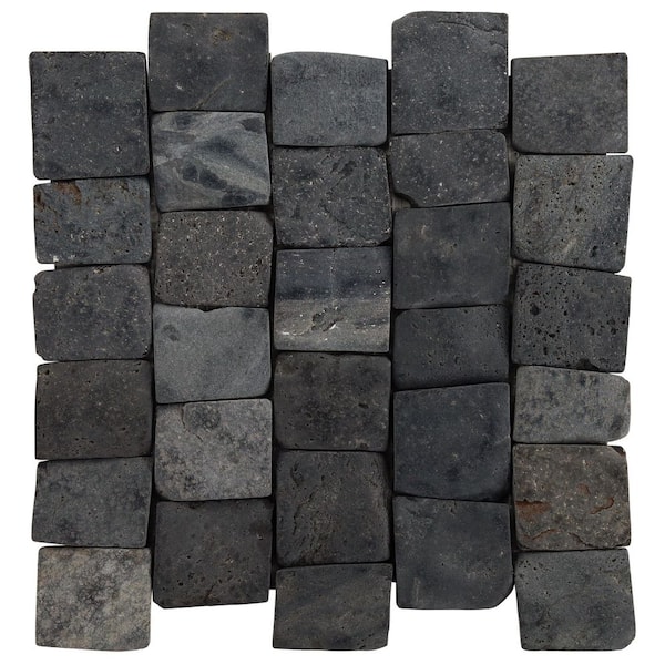 Countryside Pathway Alor Black 6 in. x 0.47 in. Natural Stone Mosaic Wall Tile Sample