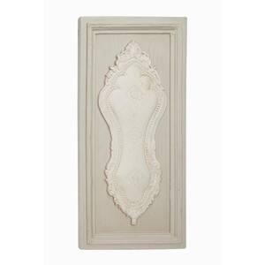 Large White and Beige Antique Carved Wood Wall Art