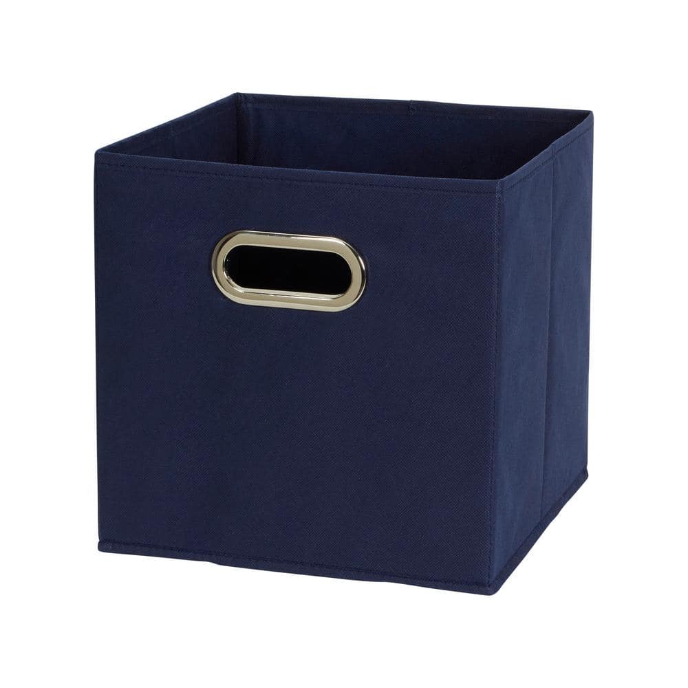 Navy Blue Foldable Fabric Storage Cube Bins, Set of 6