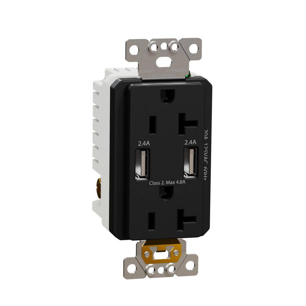 X Series 20 Amp 125-Volt Tamper Resistant Indoor USB A/A 4.8 Amp Duplex Decorator Outlet Back Wire Clamps Matte Black price history on PriceWatchPro