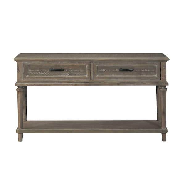 EVERGLADE HOME Karren 54 in. Driftwood Light Brown Rectangular Wood Console Table with Drawer