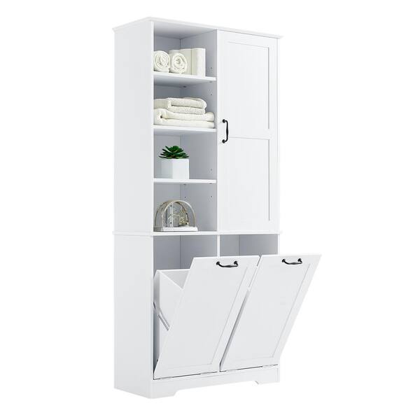 Costway 14-in W x 31-in H Wood Composite White Freestanding Utility Storage Cabinet