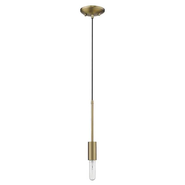 60-Watt 1-Light Brass Pendant Light with Metal, No Bulbs Included