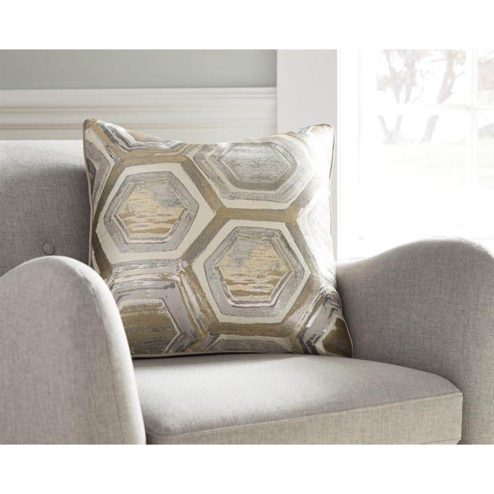 Metallic Silver and Gold Geometric 20" Square Throw Pillow