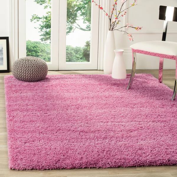 SAFAVIEH California Shag Pink Doormat 3 ft. x 5 ft. Solid Area Rug