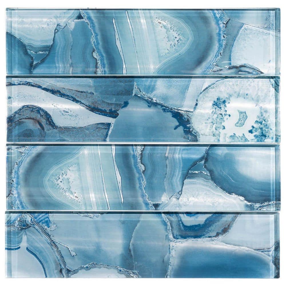 Myst 3" x 12" Polished Blue Glass Subway Wall Tile