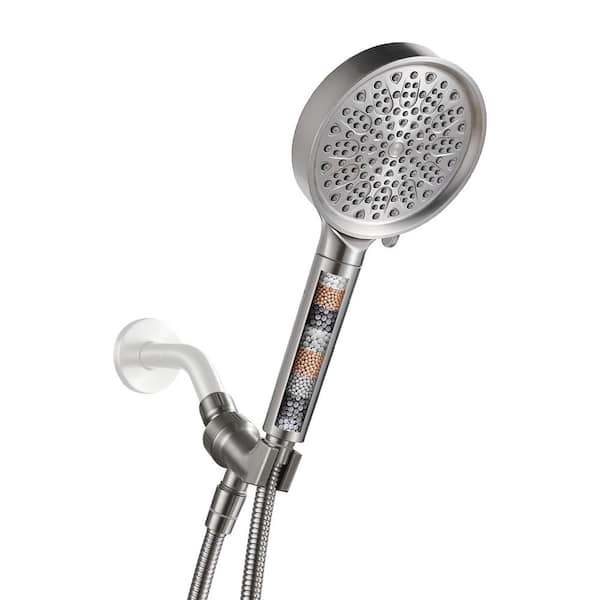 Heemli 6-Spray Patterns 4.9 in. Wall Mount Handheld Shower Head 1.8 GPM in Brushed Nickel