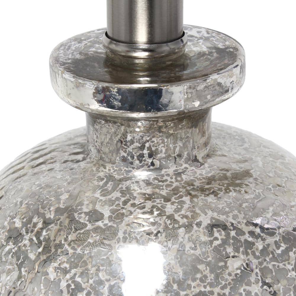 20" White and Mercury Textured Glass Table Lamp