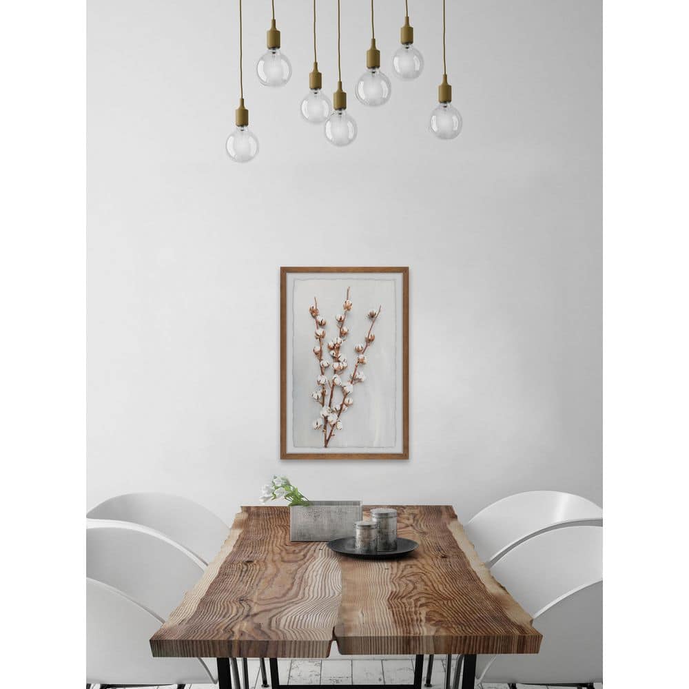 30" x 20" White Cotton Plant Framed Print