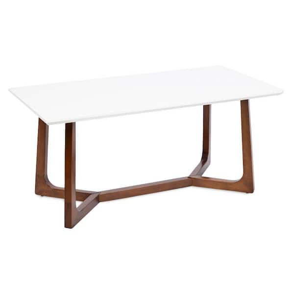 Kate and Laurel Olivant 43.5 in. White Rectangle Wood Veneer/MDF Coffee Table