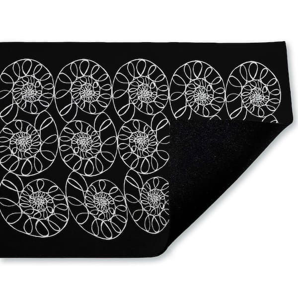 Elemental Spiral Shells Black 18 in. x 30 in. Polyester Non-Slip Outdoor Door Mat