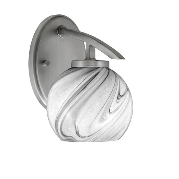 Unbranded Siena 1-Light Graphite Downlight Wall Sconce with Onyx Swirl Glass Shade