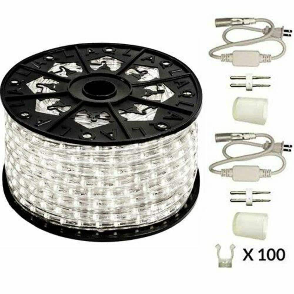 Window Rop Light AQLIGHTING Outdoor/Indoor 150 ft. Plug-in Cool White Rope Light ...