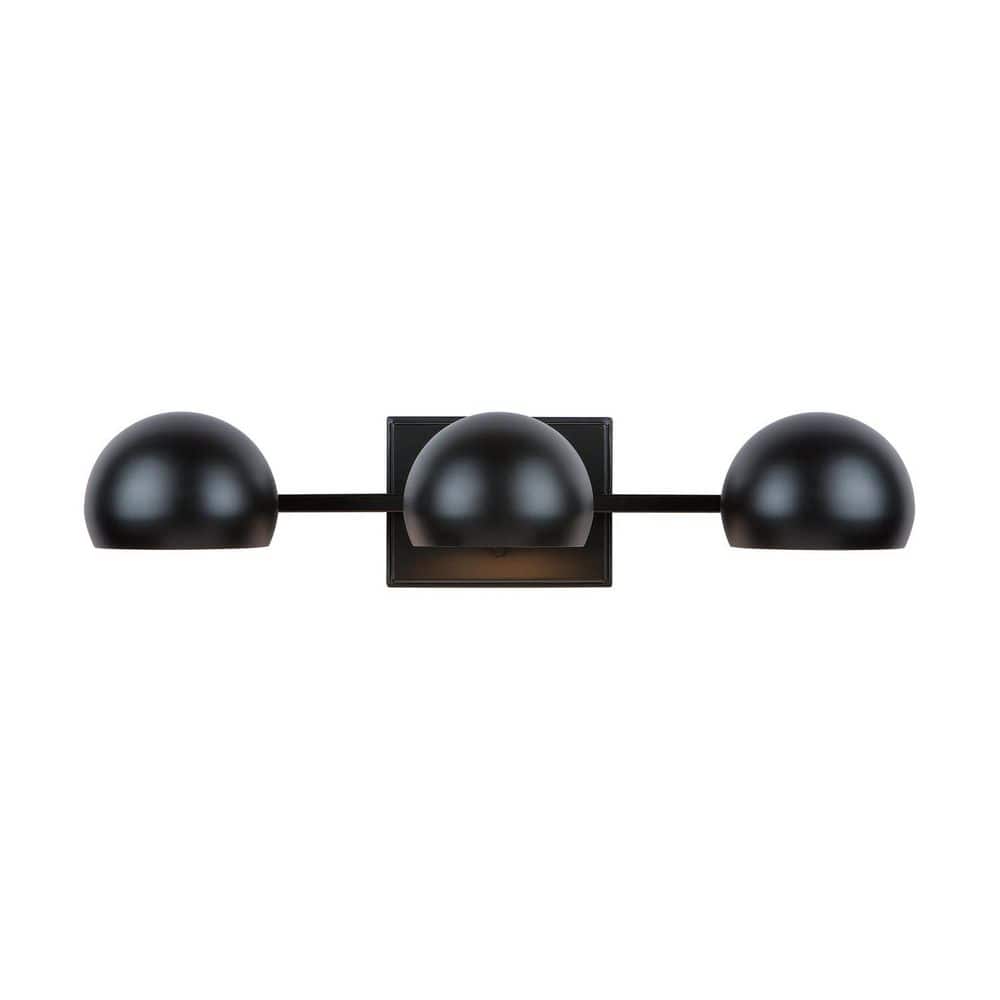 Hadley 24 in. W x 5.5 in. H x 8 in. E 3-Light Vanity Light in Matte Black with Tiltable Metal Shades with White Interior price history on PriceWatchPro