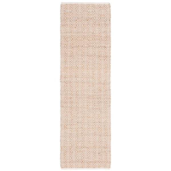 SAFAVIEH Natural Fiber Beige 2 ft. x 8 ft. Diamond Border Runner Rug