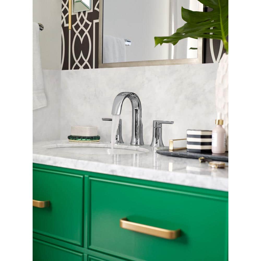 Sleek Modern Chrome Widespread Bathroom Faucet with Dual Handles