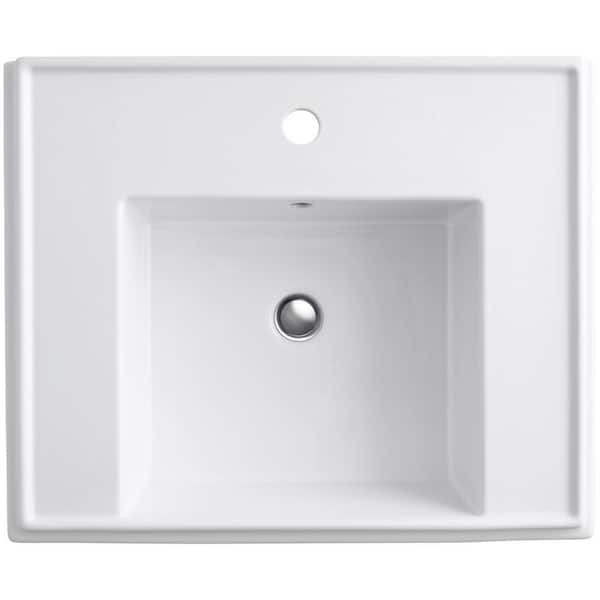 Tresham 24 in. Fireclay Pedestal Sink Basin in White with Overflow Drain