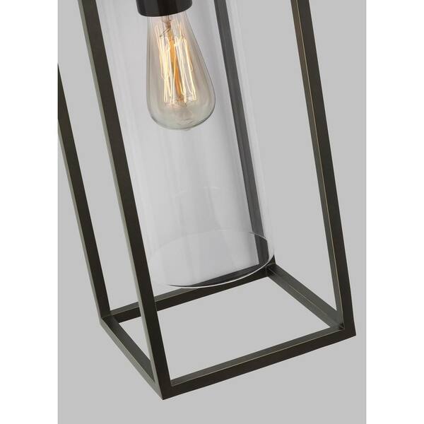 Generation Lighting - Vado Extra Large 1-Light Antique Bronze Hardwired Outdoor Wall Lantern Sconce with Clear Glass Shade