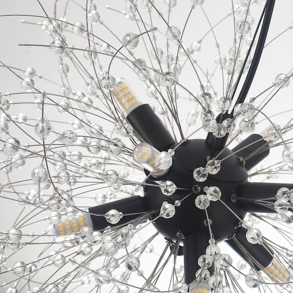 ADSENSTY 8-Light Black 18.11 in. Dandelion Firework Chandelier