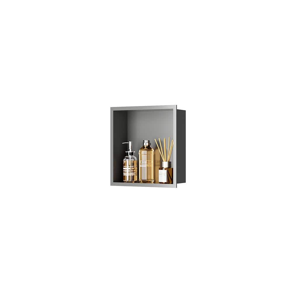 12 in. W x 12 in. H x 4 in. D, Wall Shower Niche Stainless Steel, Recessed 