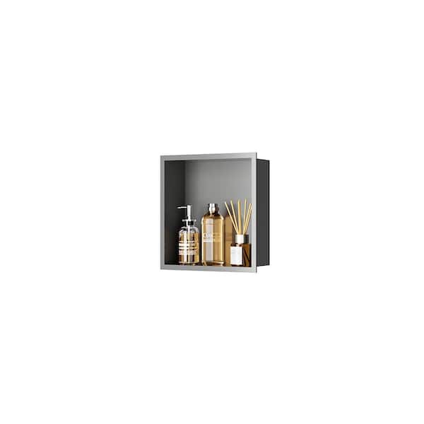 Simple Project 12 in. W x 12 in. H x 4 in. D, Wall Shower Niche Stainless Steel, Recessed Niche Shower for Bathroom Storage Gun Gray