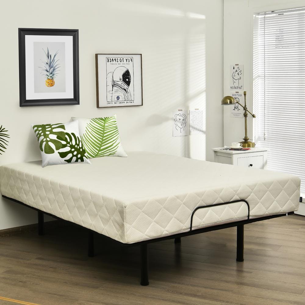 Queen Adjustable Black Metal Frame Bed Base with Remote Control