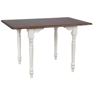 Andrews 32 in. Rectangular Distressed Chestnut and White Wood Extendable Drop Leaf Dining Table (Seats 4)