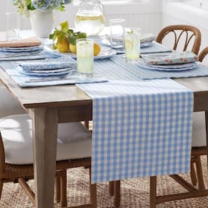 Yarn Dyed Gingham Tabletop 16 in. W x 108 in. L  Geometric Cotton Table Runner