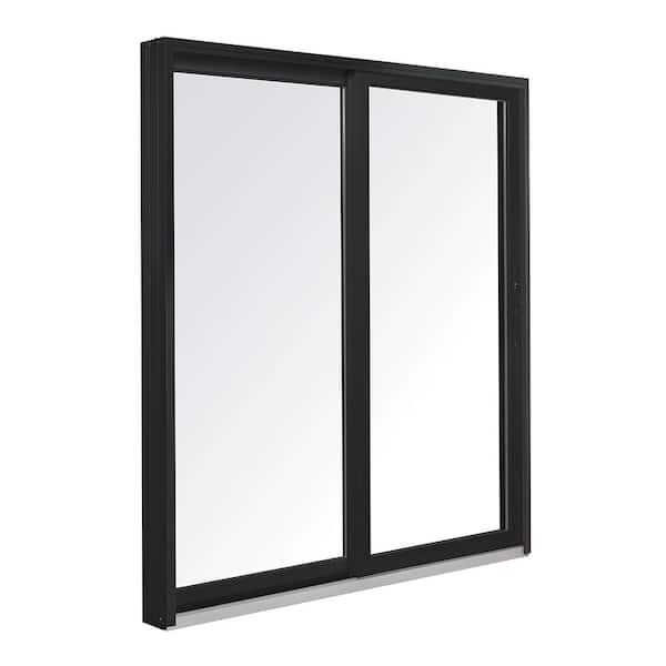 70-1/2 in. x 79-1/2 in. 200 Series Black Left-Hand Perma-Shield Gliding Patio Door with Black Interior, Fixed Panel