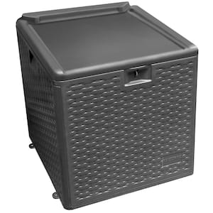 28 Gal. Brown Resin Wicker Outdoor Storage Deck Box with Lockable Lid