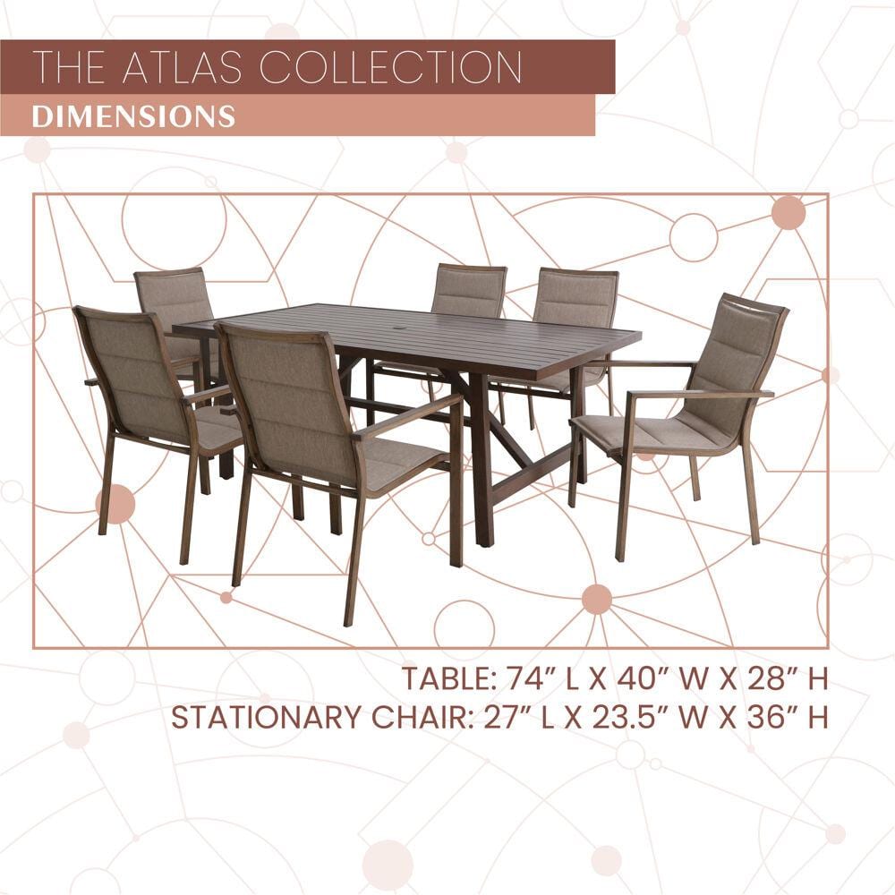 Atlas 7-Piece Tan Steel Outdoor Dining Set