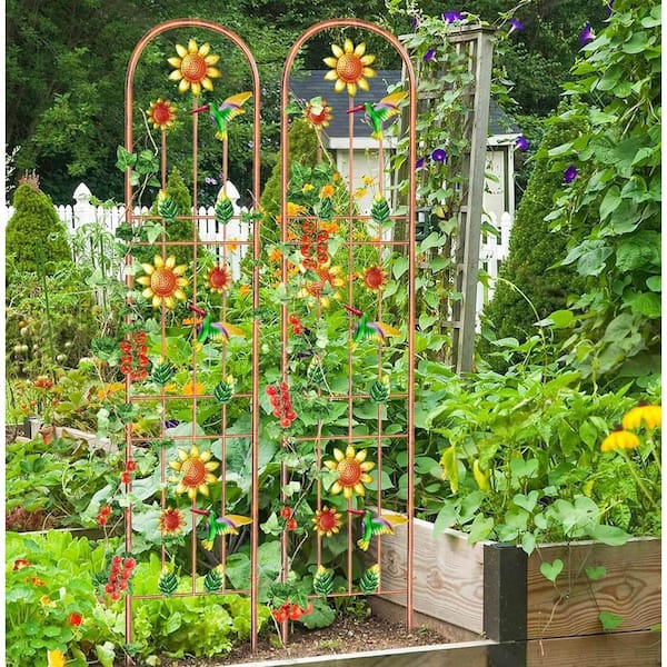 Unbranded 62 in. 2-Pieces Metal Garden Trellis, Arched Fence Trellis Plant  Support Trellises PUSB6YVGVSD